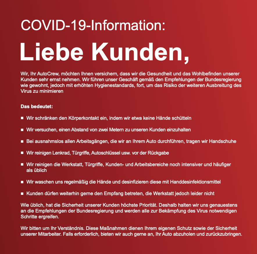 Information zu CoViD-19